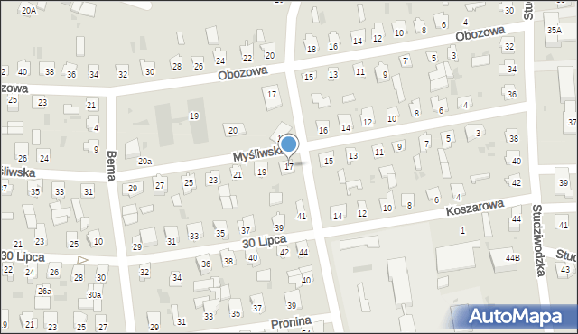 Bielsk Podlaski, Myśliwska, 17, mapa Bielsk Podlaski