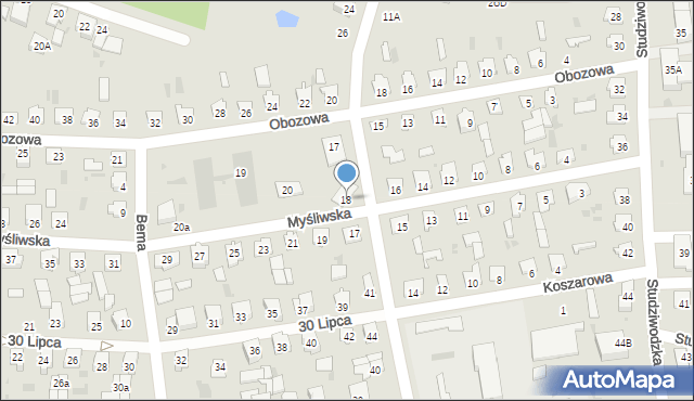Bielsk Podlaski, Myśliwska, 18, mapa Bielsk Podlaski
