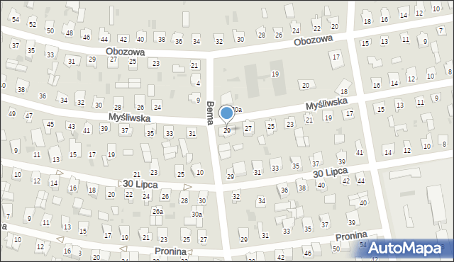 Bielsk Podlaski, Myśliwska, 29, mapa Bielsk Podlaski