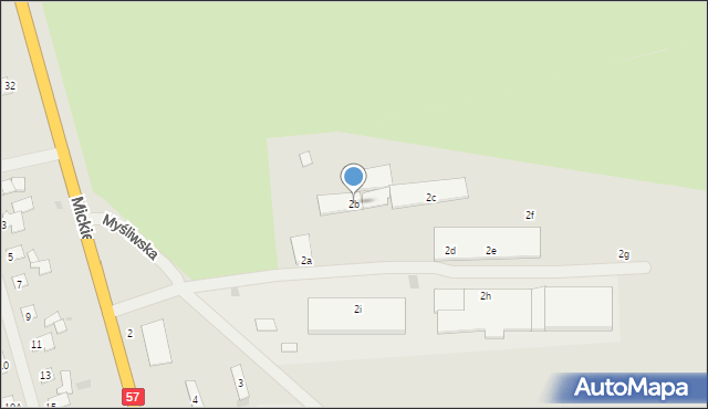 Biskupiec, Myśliwska, 2b, mapa Biskupiec