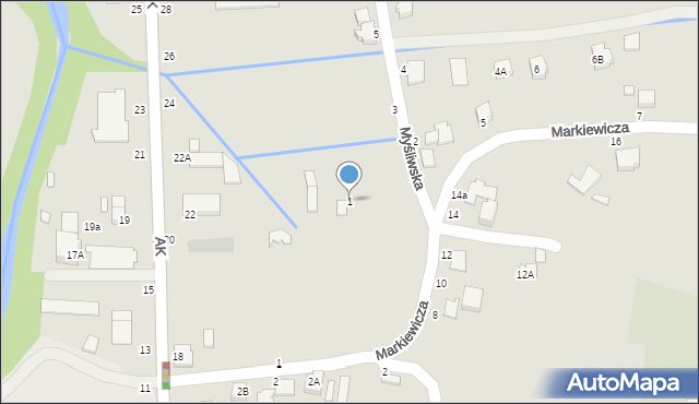 Błażowa, Myśliwska, 1, mapa Błażowa