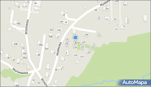 Bochnia, Myśliwska, 13f, mapa Bochni