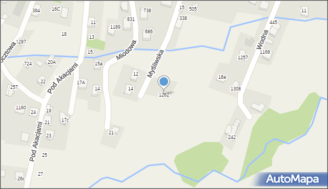 Buczkowice, Myśliwska, 1262, mapa Buczkowice