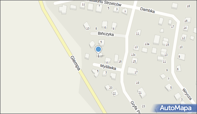 Chojnice, Myśliwka Bernarda, hm., 6, mapa Chojnic