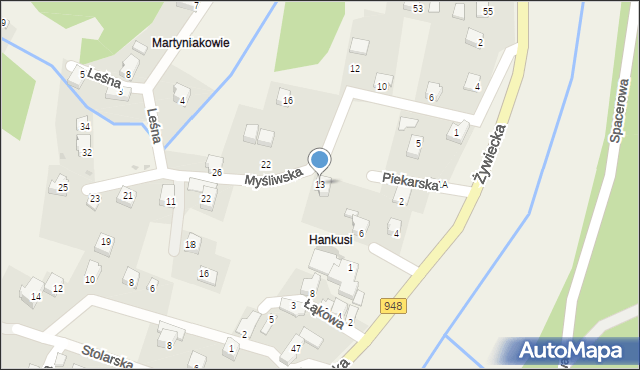 Czernichów, Myśliwska, 13, mapa Czernichów