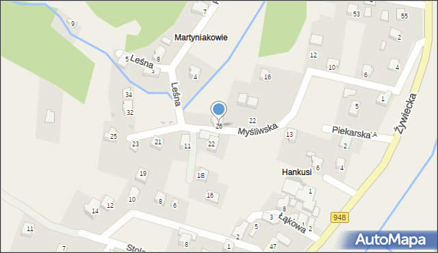 Czernichów, Myśliwska, 26, mapa Czernichów