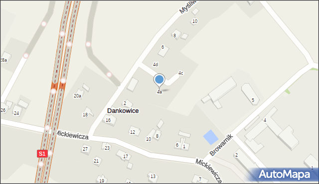 Dankowice, Myśliwska, 4a, mapa Dankowice