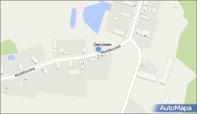 Derczewo, Myśliborska, 14, mapa Derczewo