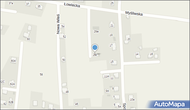 Frydek, Myśliwska, 29c, mapa Frydek