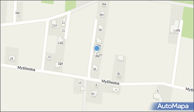 Frydek, Myśliwska, 36a, mapa Frydek