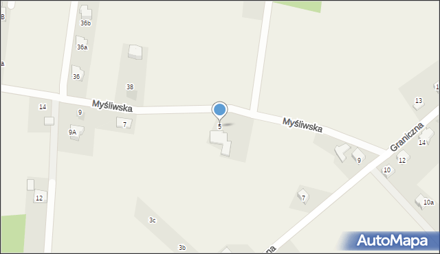 Frydek, Myśliwska, 5, mapa Frydek