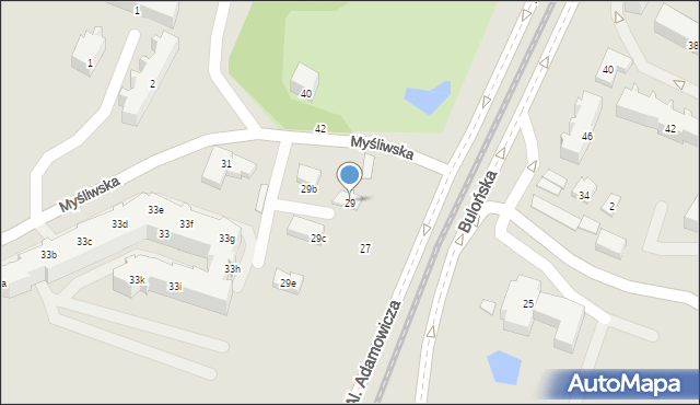 Gdańsk, Myśliwska, 29, mapa Gdańska