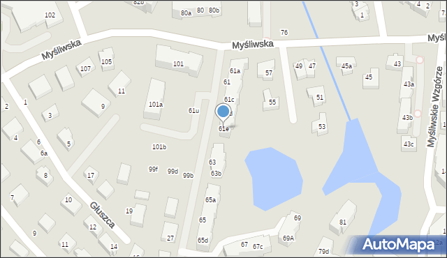 Gdańsk, Myśliwska, 61e, mapa Gdańska