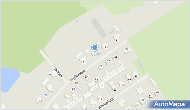 Giżycko, Myśliwska, 13, mapa Giżycko