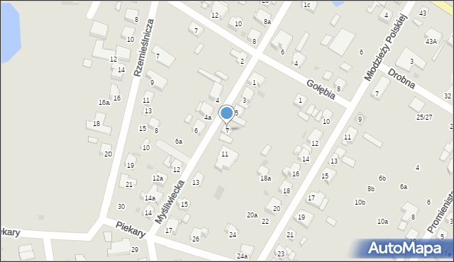 Gniezno, Myśliwiecka, 7, mapa Gniezna