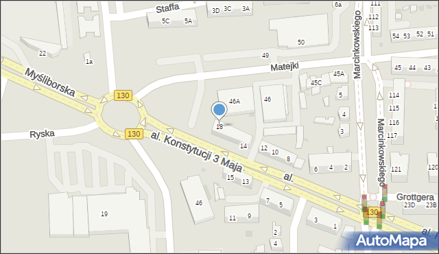 Gorzów Wielkopolski, Myśliborska, 18, mapa Gorzów Wielkopolski