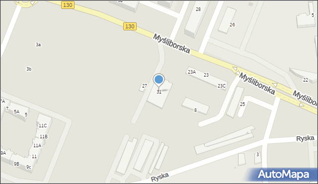 Gorzów Wielkopolski, Myśliborska, 31, mapa Gorzów Wielkopolski