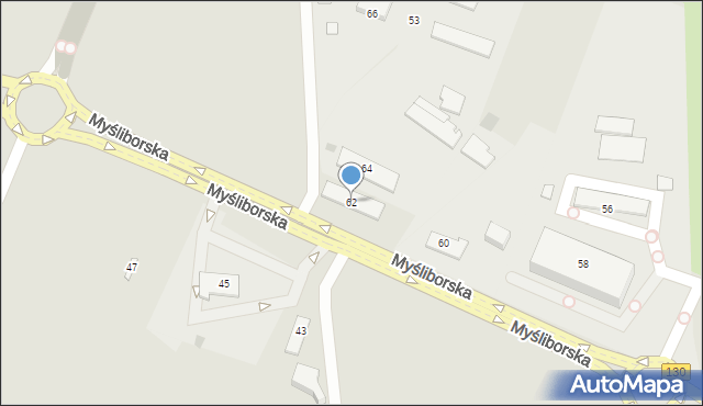 Gorzów Wielkopolski, Myśliborska, 62, mapa Gorzów Wielkopolski