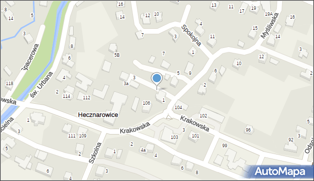 Hecznarowice, Myśliwska, 1, mapa Hecznarowice