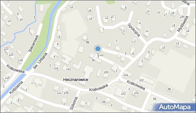 Hecznarowice, Myśliwska, 3, mapa Hecznarowice