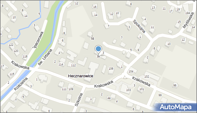 Hecznarowice, Myśliwska, 3a, mapa Hecznarowice