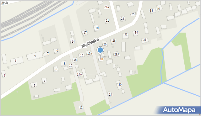 Horyniec-Zdrój, Myśliwska, 22, mapa Horyniec-Zdrój