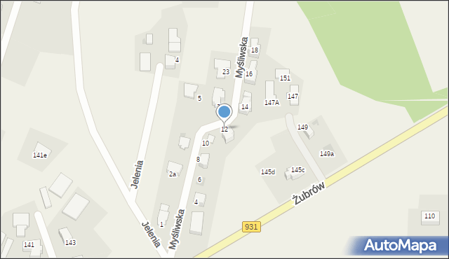 Jankowice, Myśliwska, 12, mapa Jankowice