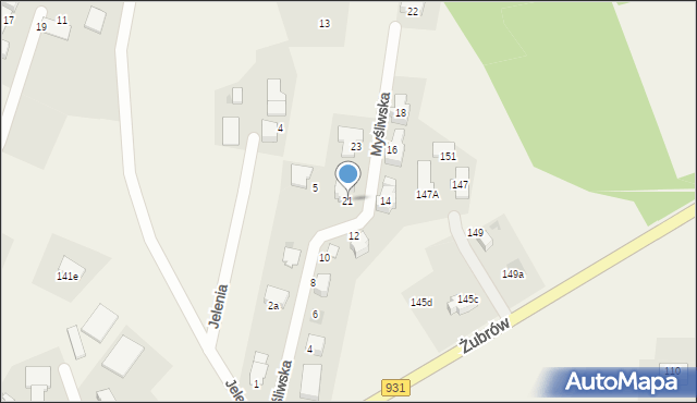 Jankowice, Myśliwska, 21, mapa Jankowice