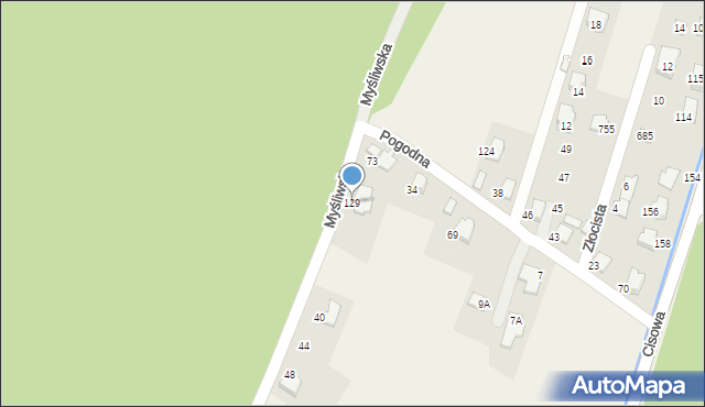 Jaworze, Myśliwska, 129, mapa Jaworze