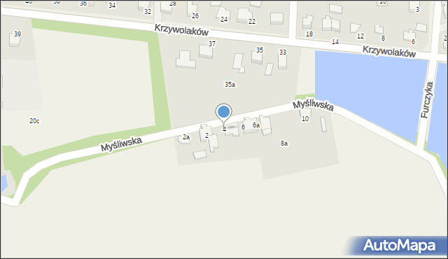 Kaniów, Myśliwska, 4, mapa Kaniów