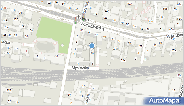 Katowice, Myśliwska, 5A, mapa Katowic