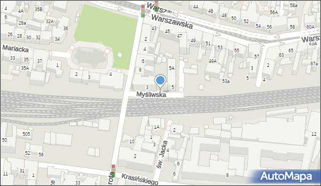 Katowice, Myśliwska, 5p, mapa Katowic