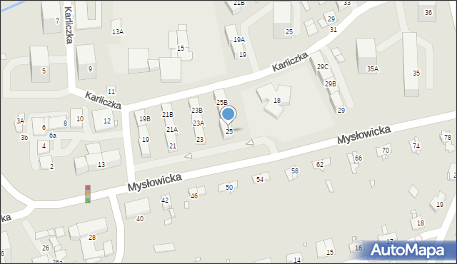 Katowice, Mysłowicka, 25, mapa Katowic