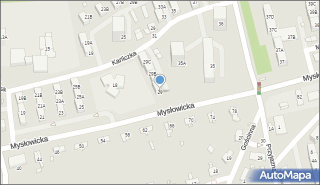 Katowice, Mysłowicka, 29, mapa Katowic