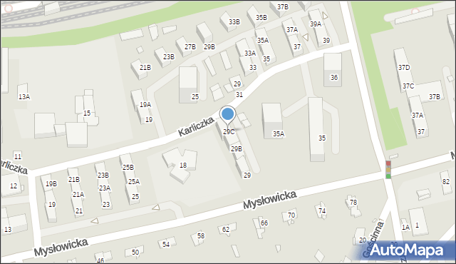 Katowice, Mysłowicka, 29C, mapa Katowic