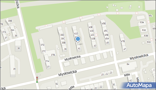 Katowice, Mysłowicka, 41A, mapa Katowic