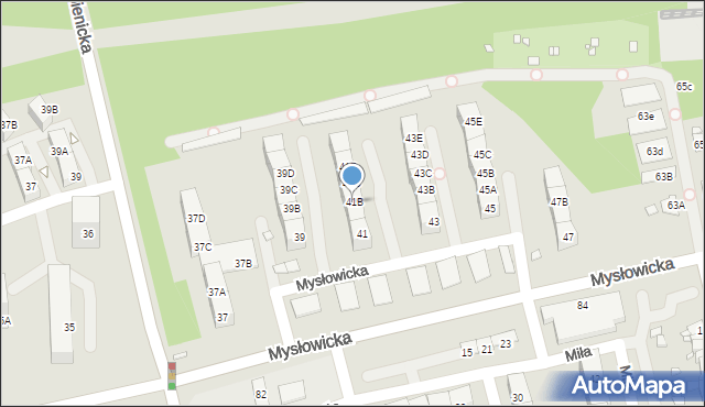 Katowice, Mysłowicka, 41B, mapa Katowic