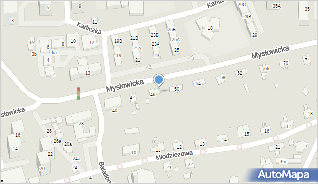 Katowice, Mysłowicka, 48, mapa Katowic