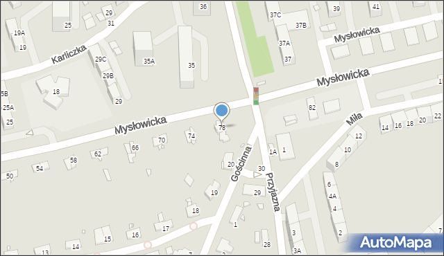 Katowice, Mysłowicka, 78, mapa Katowic