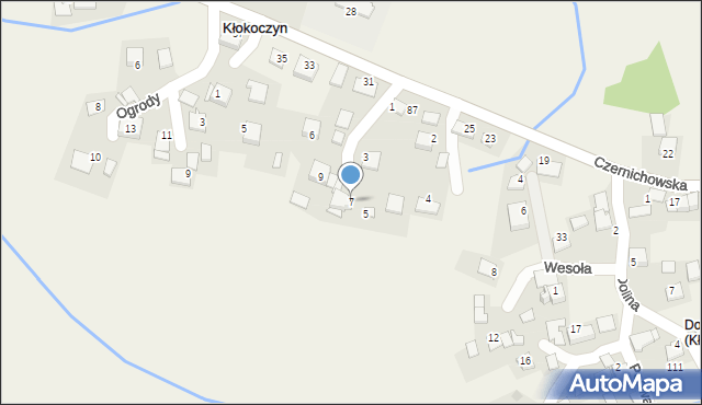 Kłokoczyn, Myśliwska, 7, mapa Kłokoczyn