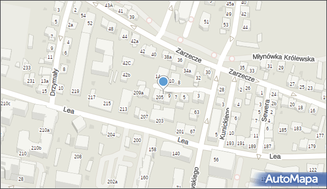 Kraków, Mysłakowskiego Zygmunta, 11, mapa Krakowa