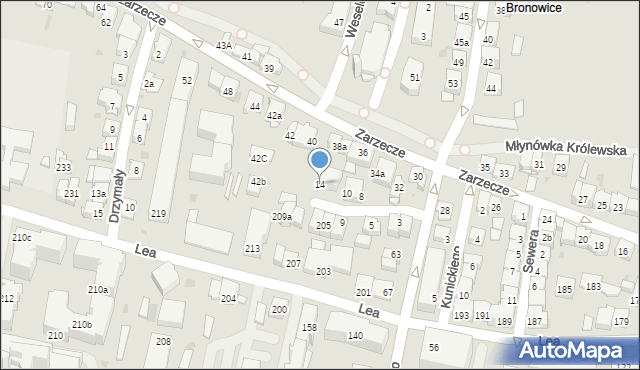 Kraków, Mysłakowskiego Zygmunta, 14, mapa Krakowa