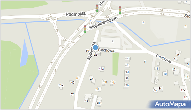 Kraków, Myślenicka, 44, mapa Krakowa