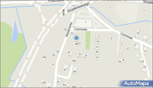 Kraków, Myślenicka, 44a, mapa Krakowa