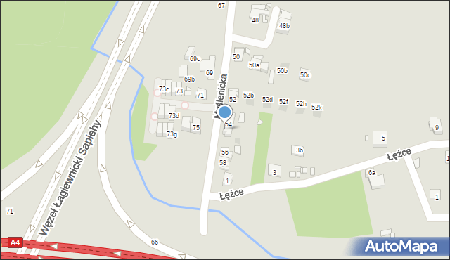 Kraków, Myślenicka, 54A, mapa Krakowa