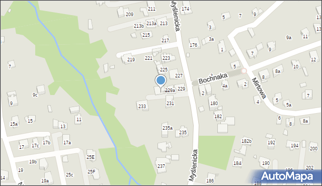Kraków, Myślenicka, 229b, mapa Krakowa