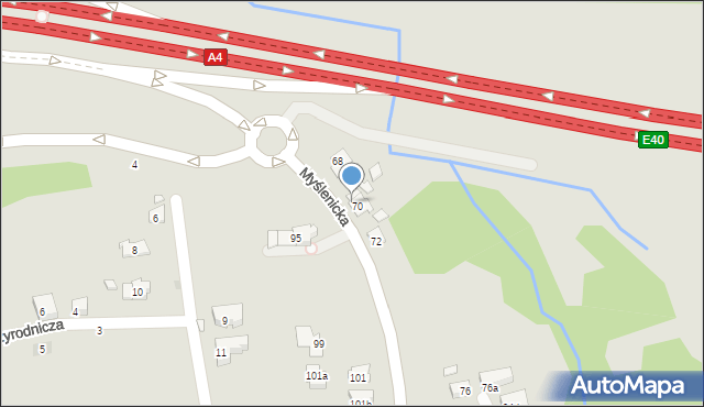 Kraków, Myślenicka, 70A, mapa Krakowa