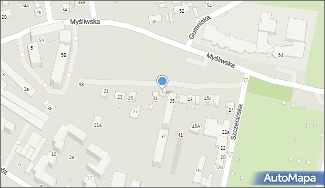 Kraków, Myśliwska, 33, mapa Krakowa