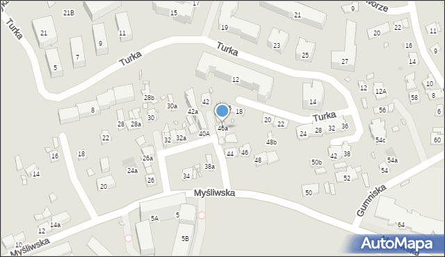 Kraków, Myśliwska, 46a, mapa Krakowa