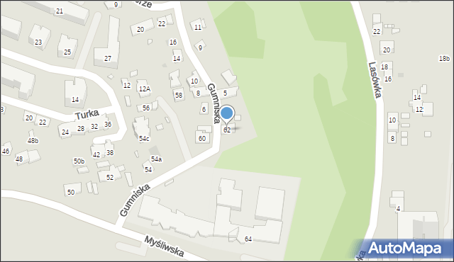 Kraków, Myśliwska, 62, mapa Krakowa